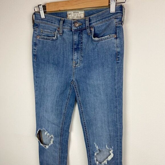 Free People High Rise Distressed Skinny Jeans - Picture 2 of 7